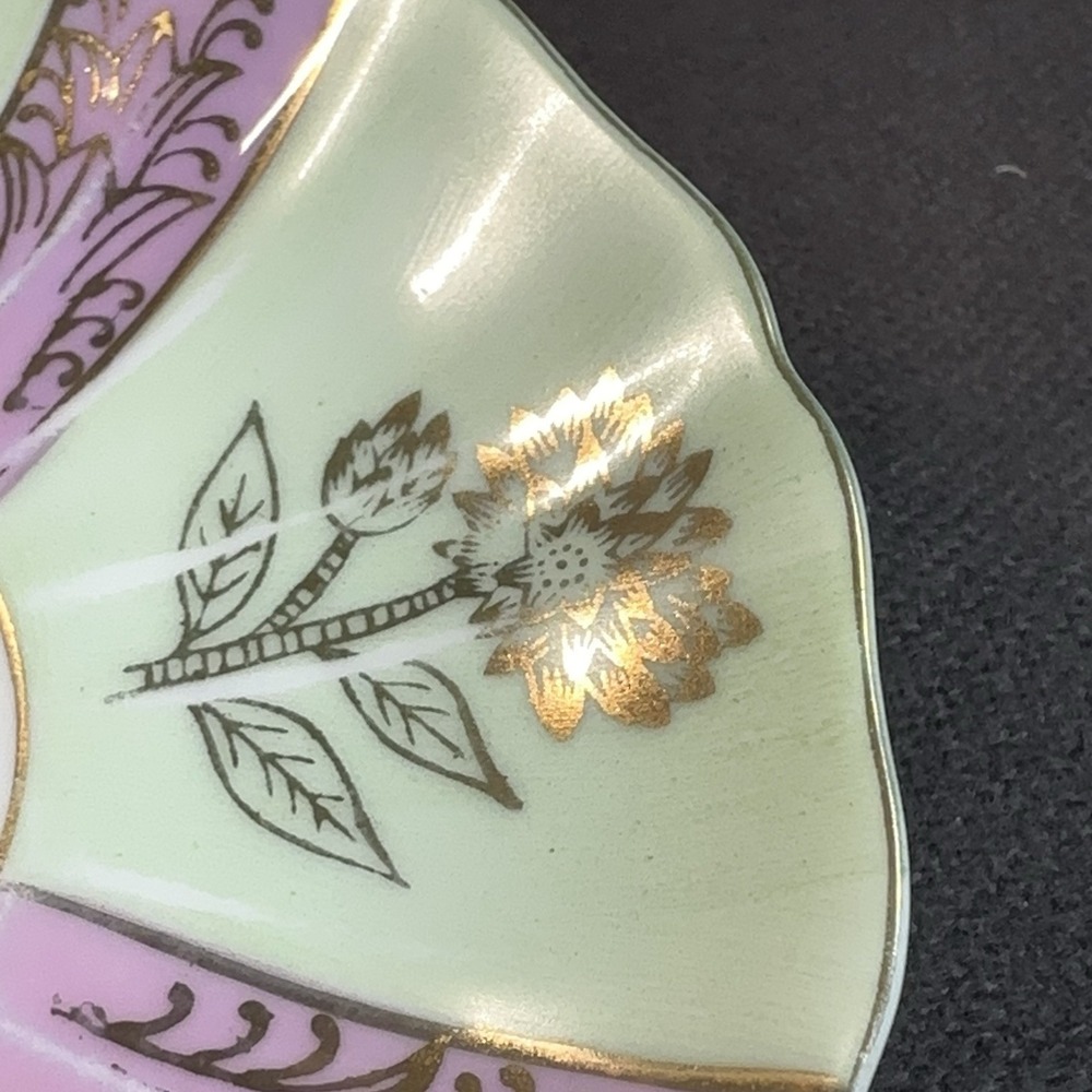 Vtg Fragonard Courting Couple Tea Cup Saucer Lime Green Pink AS-IS Shabby Chic - Picture 5 of 16